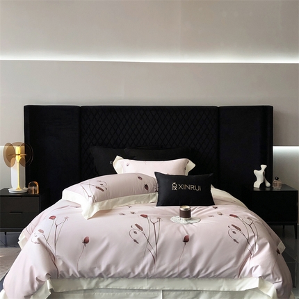 91家纺网 家纺一手货源 找家纺 馨蕊家居 2024新款全棉四件套——棉玫瑰佳人 玫瑰佳人-初夏粉