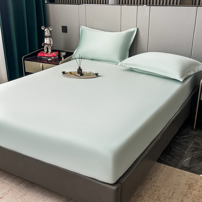 91家纺网 家纺一手货源 找家纺 宅家居 2024新款贡缎水洗真丝单品床笠三件套 梵星蓝