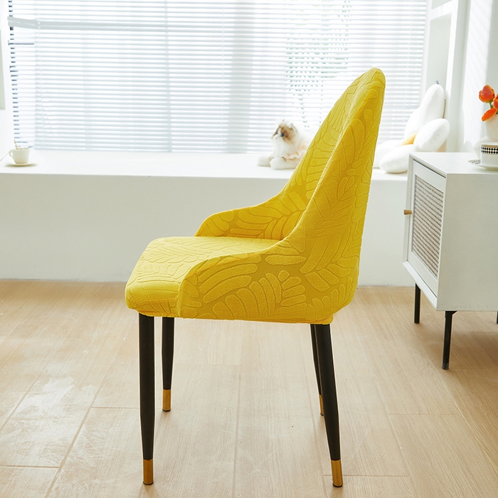 91家纺网 家纺一手货源 找家纺 共鸣沙发套 2024新款臻品提花系列椅套（扶手款弧形椅套） 织叶-柠黄