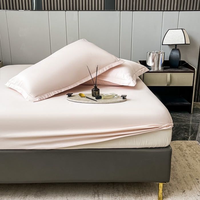 91家纺网 家纺一手货源 找家纺 宅家居 2024新款贡缎水洗真丝单品床笠三件套 粉玉