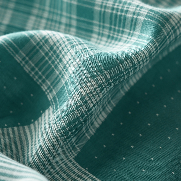 91家纺网 家纺一手货源 找家纺 安莱生活 2024年新品双层纱拼布田园纽扣款四件套 拼布田园纽扣款-乌兰