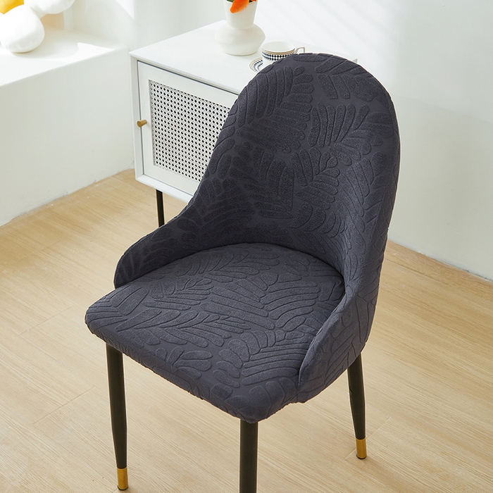 91家纺网 家纺一手货源 找家纺 共鸣沙发套 2024新款臻品提花系列椅套（扶手款弧形椅套） 织叶-碳灰