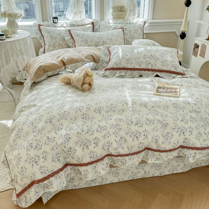 91家纺网 家纺一手货源 找家纺 眠屿家纺 2024新款全棉40支13372花边四件套 南笙