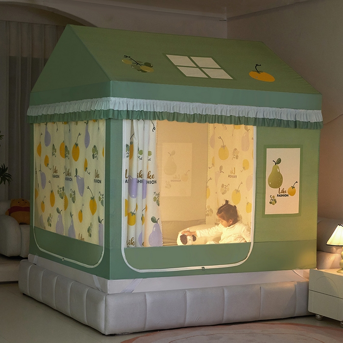 91家纺网 家纺一手货源 找家纺 迪凡保罗 2025新款城堡遮光防摔坐床蚊帐 大吉大梨