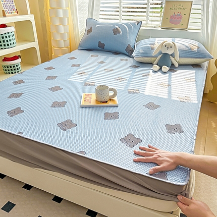 91家纺网 家纺一手货源 找家纺 （总）其奥家纺 2025新款床笠款冰豆豆凉感凉席三件套