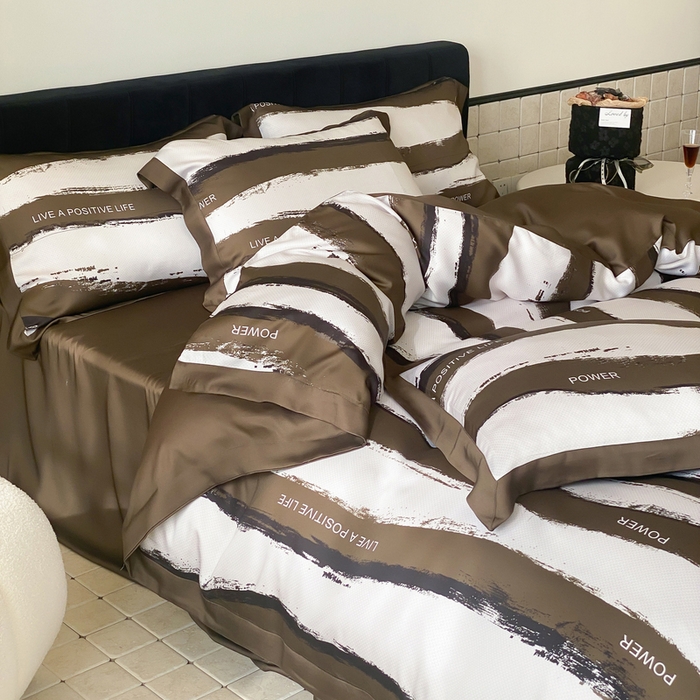 91家纺网 家纺一手货源 找家纺 优悦 2024新款天丝印花四件套 艾伦-咖