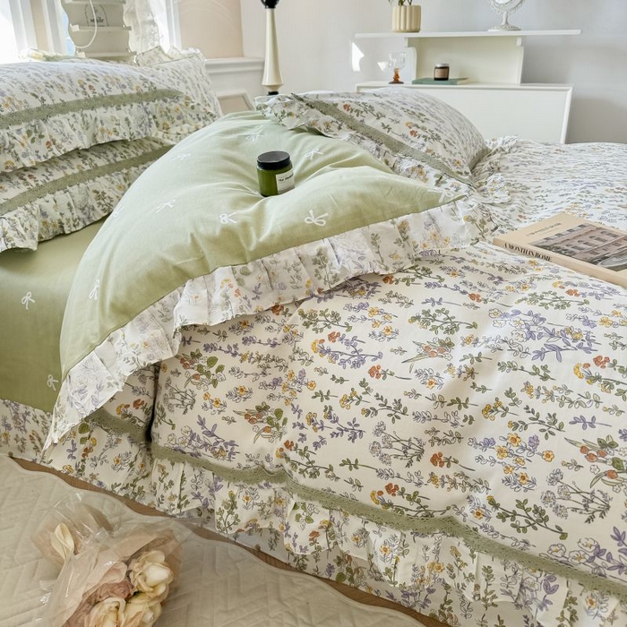 91家纺网 家纺一手货源 找家纺 眠屿家纺 2024新款全棉40支13372花边四件套 浅香