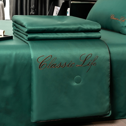 91家纺网 家纺一手货源 找家纺 （总）益多眠 2024爆款水洗真丝夏被四件套冰丝夏被轻奢夏被空调被羽毛夏被四件套绣花夏被