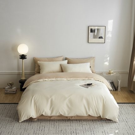 91家纺网 家纺一手货源 找家纺 （总）安莱生活 2024新款100s长绒棉贡缎双拼四件套