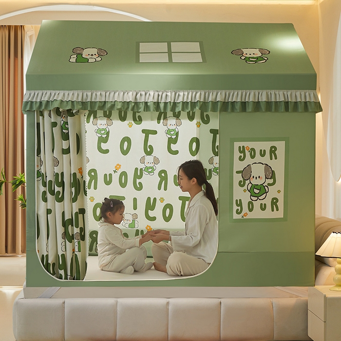 91家纺网 家纺一手货源 找家纺 迪凡保罗 2025新款城堡遮光防摔坐床蚊帐 小奶狗