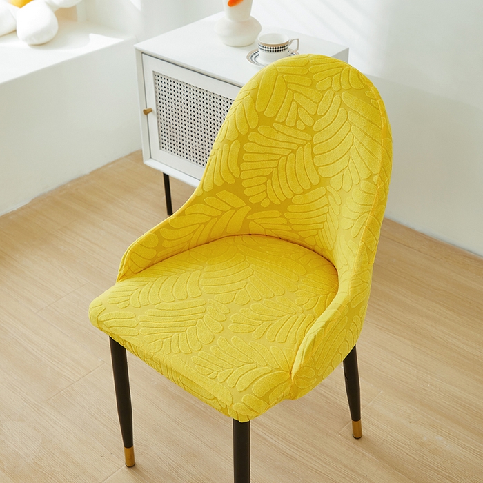 91家纺网 家纺一手货源 找家纺 共鸣沙发套 2024新款臻品提花系列椅套（扶手款弧形椅套） 织叶-柠黄