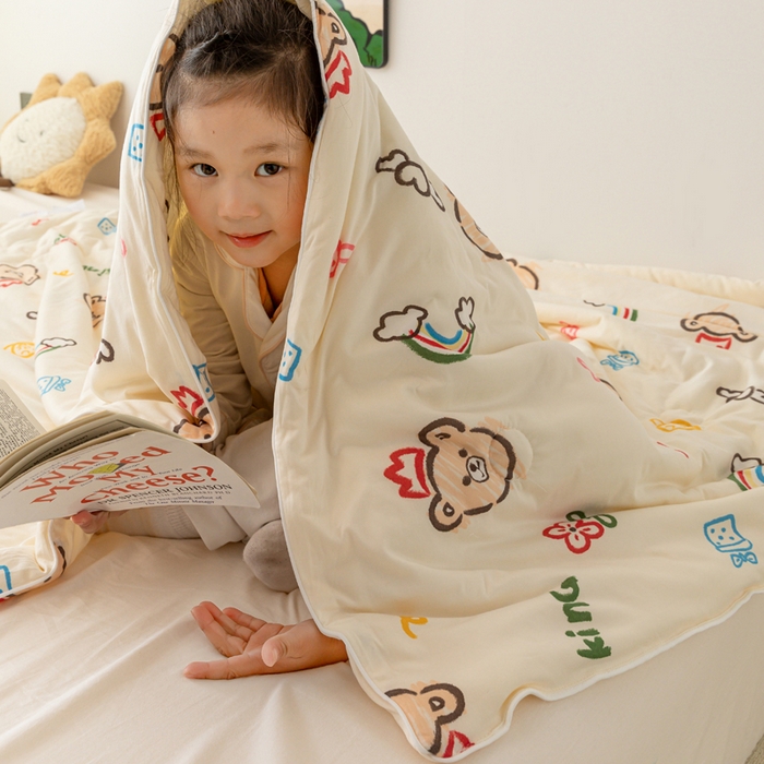 91家纺网 家纺一手货源 找家纺 寐眠 寐眠 2024新款针织棉大豆夏被【儿童图】 小熊