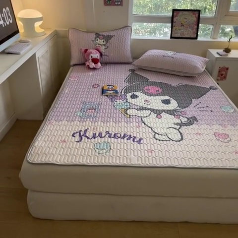 91家纺网 家纺一手货源 找家纺 金爱家 2024新款乳胶凉席-库洛米系列 冰淇淋库洛米凉席