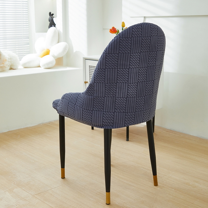 91家纺网 家纺一手货源 找家纺 共鸣沙发套 2024新款摇粒绒提花交织纹系列椅套（扶手款弧形椅套） 格纹-深灰