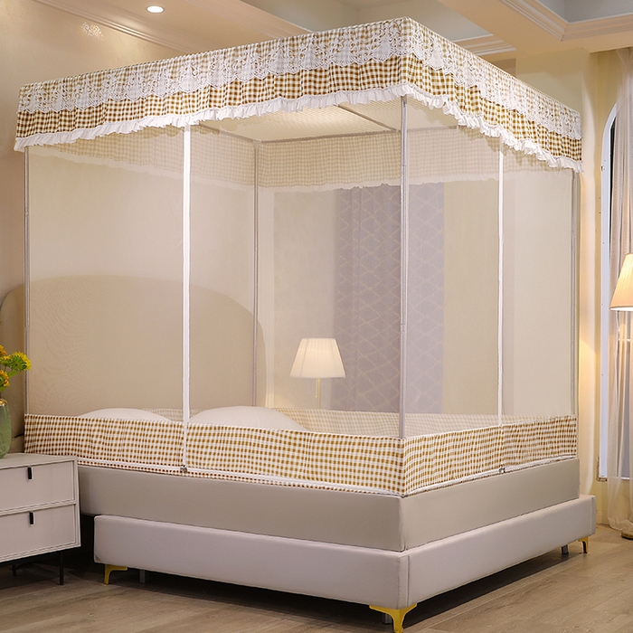 91家纺网 家纺一手货源 找家纺 初心2025新款坐床遮光蚊帐系列 咖小格