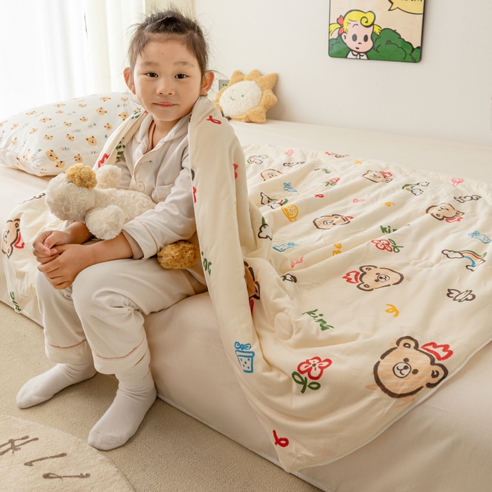 91家纺网 家纺一手货源 找家纺 寐眠 寐眠 2024新款针织棉大豆夏被【儿童图】 小熊
