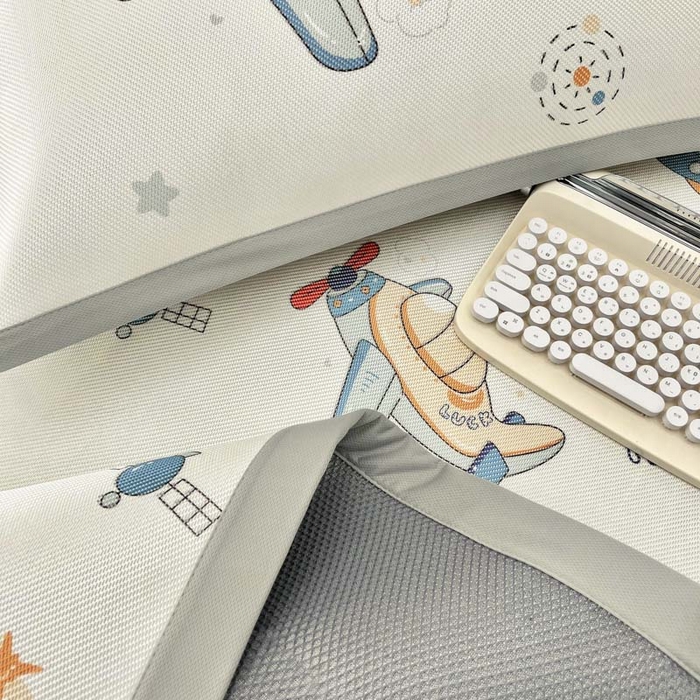 91家纺网 家纺一手货源 找家纺 全季家居 2024新款5A抗菌小清新数码印花冰藤席 宇宙飞船（床席款）