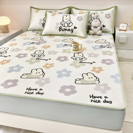 91家纺网 家纺一手货源 找家纺 （总）全季家居 2024新款5A抗菌小清新数码印花冰藤席