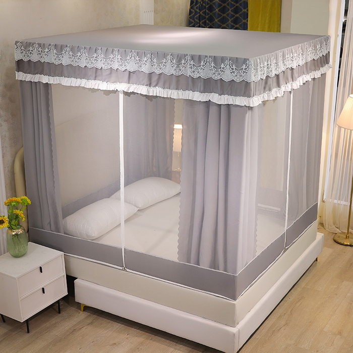 91家纺网 家纺一手货源 找家纺 初心2025新款坐床遮光蚊帐系列 星辰灰