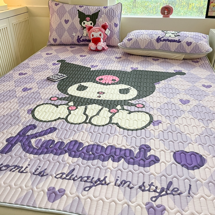 91家纺网 家纺一手货源 找家纺 金爱家 2024新款乳胶凉席-库洛米系列 桃心库洛米