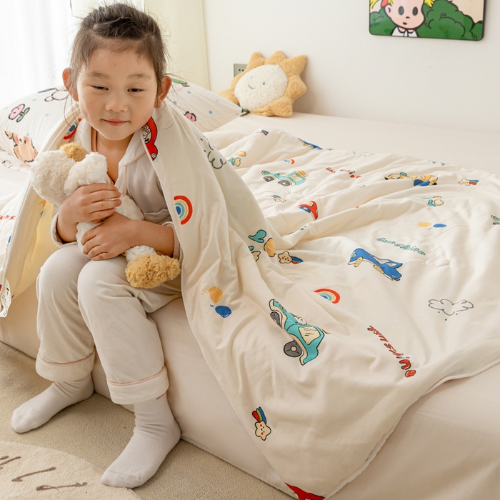 91家纺网 家纺一手货源 找家纺 寐眠 寐眠 2024新款针织棉大豆夏被【儿童图】 小汽车