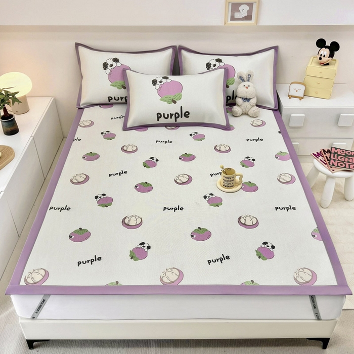 91家纺网 家纺一手货源 找家纺 全季家居 2024新款5A抗菌小清新数码印花冰藤席 山竹（床席款）