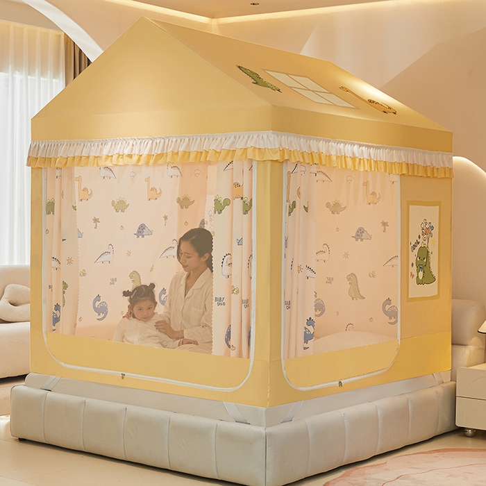 91家纺网 家纺一手货源 找家纺 迪凡保罗 2025新款城堡遮光防摔坐床蚊帐 恐龙当家