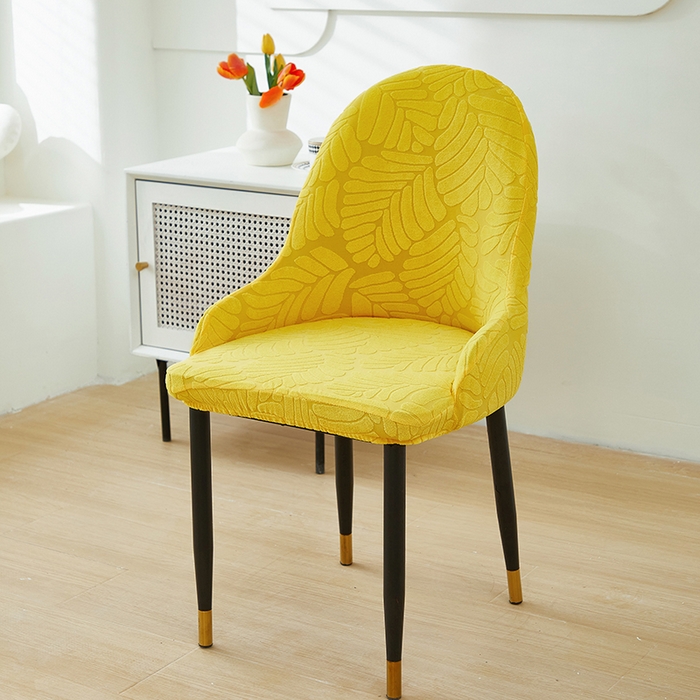 91家纺网 家纺一手货源 找家纺 共鸣沙发套 2024新款臻品提花系列椅套（扶手款弧形椅套） 织叶-柠黄