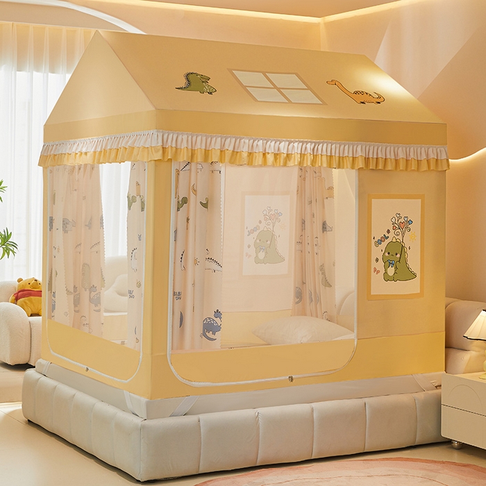 91家纺网 家纺一手货源 找家纺 迪凡保罗 2025新款城堡遮光防摔坐床蚊帐 恐龙当家