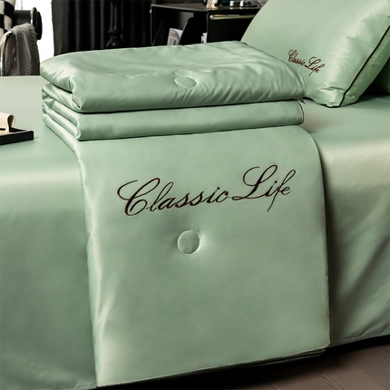 91家纺网 家纺一手货源 找家纺 （总）益多眠 2024爆款水洗真丝夏被四件套冰丝夏被轻奢夏被空调被羽毛夏被四件套绣花夏被