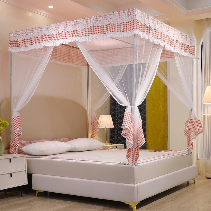 91家纺网 家纺一手货源 找家纺 初心2025新款坐床遮光蚊帐系列 红小格