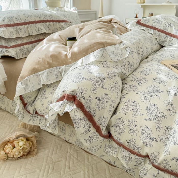 91家纺网 家纺一手货源 找家纺 眠屿家纺 2024新款全棉40支13372花边四件套 南笙