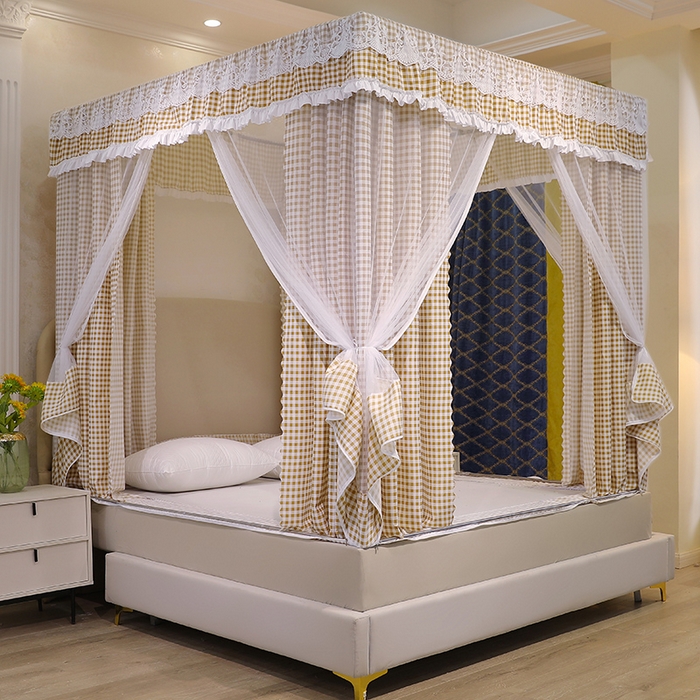 91家纺网 家纺一手货源 找家纺 初心2025新款坐床遮光蚊帐系列 咖小格