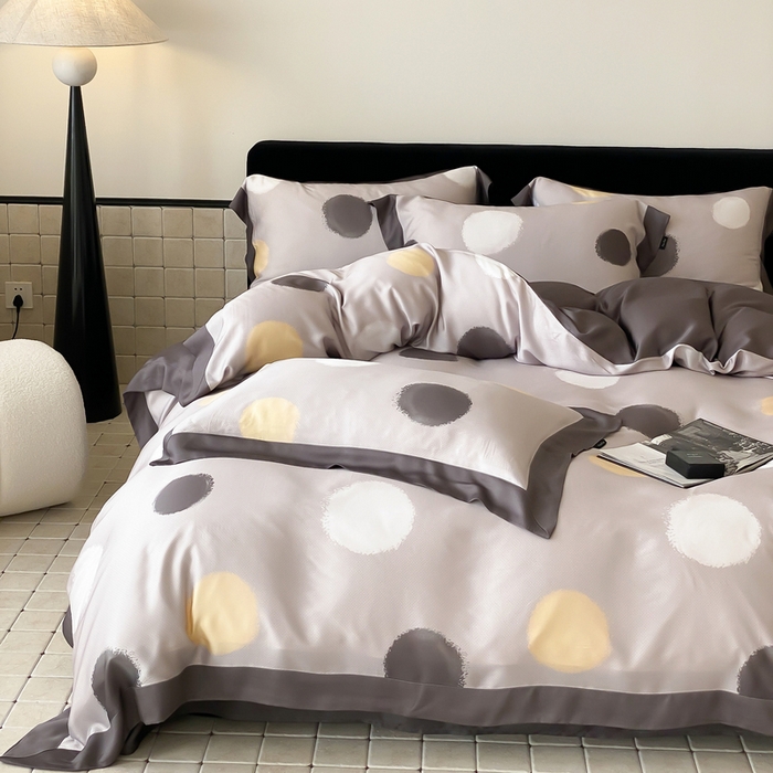 91家纺网 家纺一手货源 找家纺 优悦 2024新款天丝印花四件套 波普时尚-灰