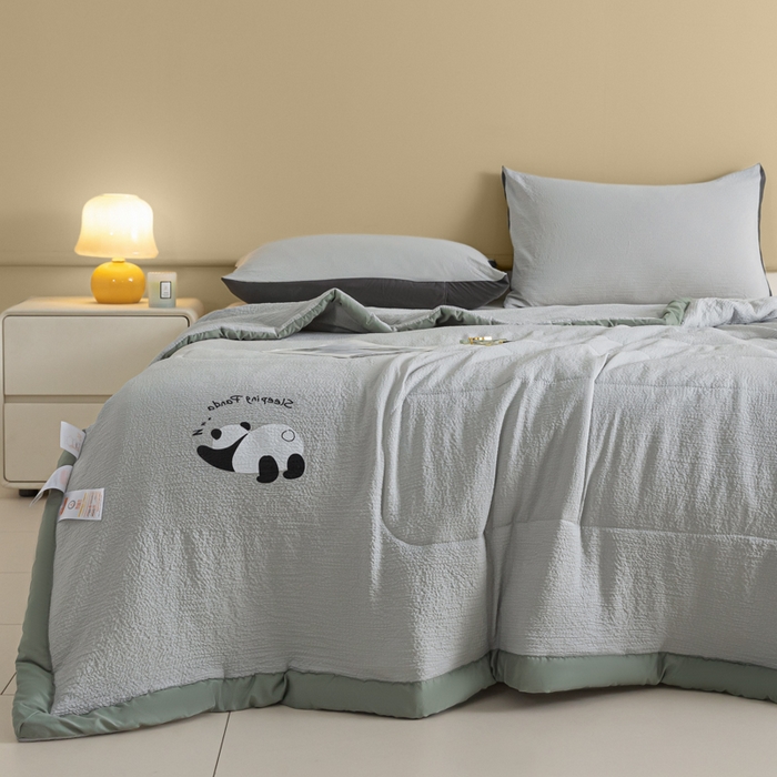 91家纺网 家纺一手货源 找家纺 梦初语 2024新款超柔泡泡棉夏被 灰色