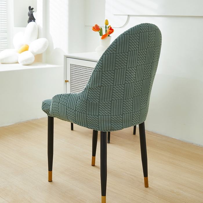 91家纺网 家纺一手货源 找家纺 共鸣沙发套 2024新款摇粒绒提花交织纹系列椅套（扶手款弧形椅套） 格纹-墨绿