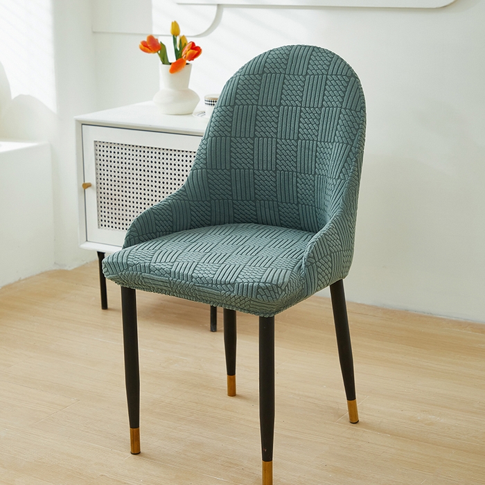 91家纺网 家纺一手货源 找家纺 共鸣沙发套 2024新款摇粒绒提花交织纹系列椅套（扶手款弧形椅套） 格纹-墨绿