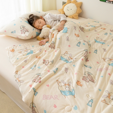 91家纺网 家纺一手货源 找家纺 寐眠 寐眠 2024新款针织棉大豆夏被【儿童图】 长耳兔