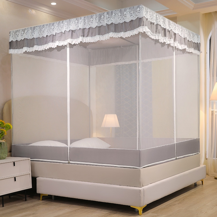 91家纺网 家纺一手货源 找家纺 初心2025新款坐床遮光蚊帐系列 星辰灰