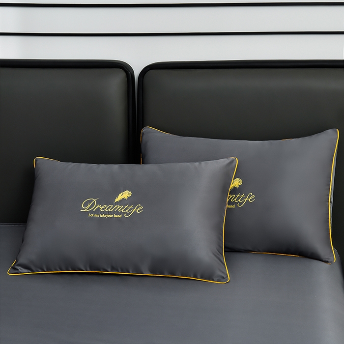 91家纺网 家纺一手货源 找家纺 益多眠 2024爆款水洗真丝夏被四件套冰丝夏被轻奢夏被空调被羽毛夏被四件套绣花夏被 羽毛---高级灰