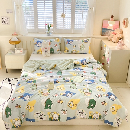 91家纺网 家纺一手货源 找家纺 八方汇 2024新款A类水洗棉印花大豆夏被 恐龙世界