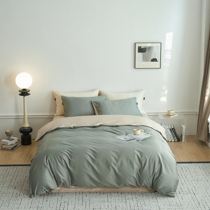 91家纺网 家纺一手货源 找家纺 （总）安莱生活 2024新款100s长绒棉贡缎双拼四件套