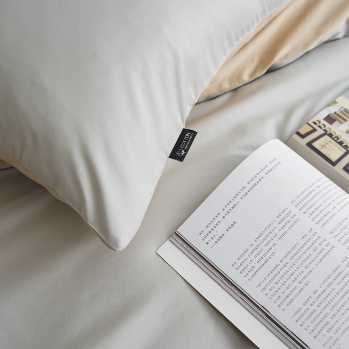 91家纺网 家纺一手货源 找家纺 安莱生活 2024新款100s长绒棉贡缎双拼四件套 高级灰-棕灰