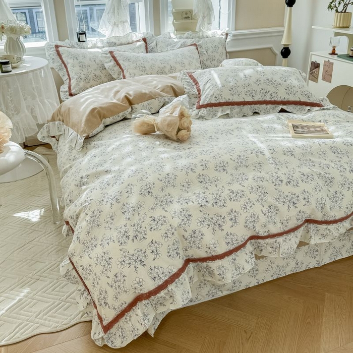 91家纺网 家纺一手货源 找家纺 眠屿家纺 2024新款全棉40支13372花边四件套 南笙