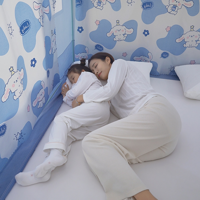 91家纺网 家纺一手货源 找家纺 迪凡保罗 2025新款城堡遮光防摔坐床蚊帐 长耳兔