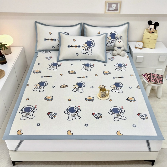 91家纺网 家纺一手货源 找家纺 全季家居 2024新款5A抗菌小清新数码印花冰藤席 星空世界（床席款）