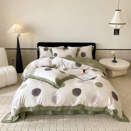 91家纺网 家纺一手货源 找家纺 优悦 2024新款天丝印花四件套 波普时尚-白