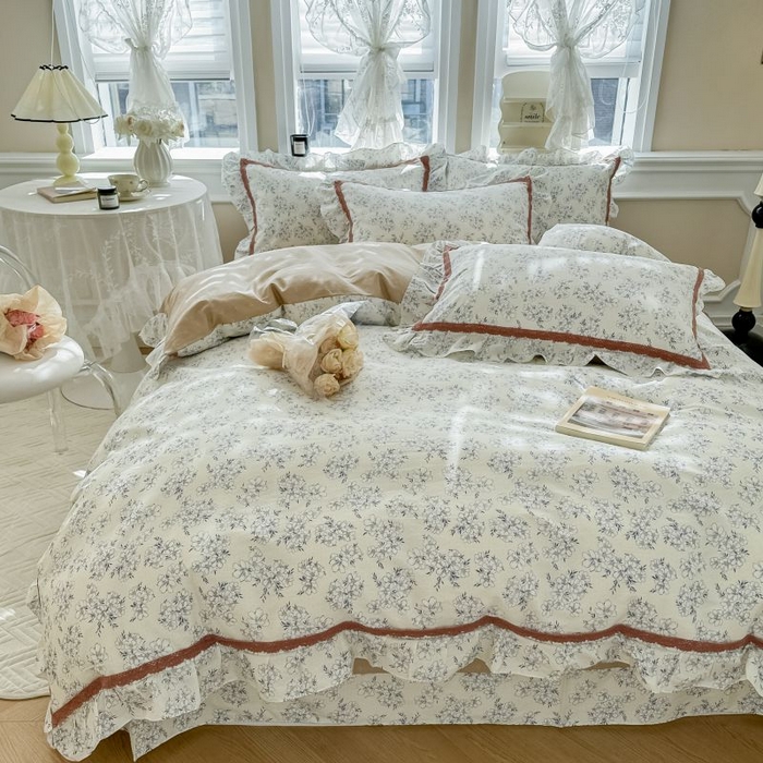 91家纺网 家纺一手货源 找家纺 眠屿家纺 2024新款全棉40支13372花边四件套 南笙