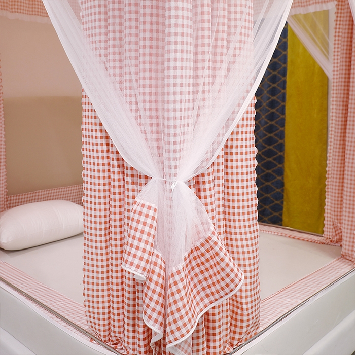 91家纺网 家纺一手货源 找家纺 初心2025新款坐床遮光蚊帐系列 红小格