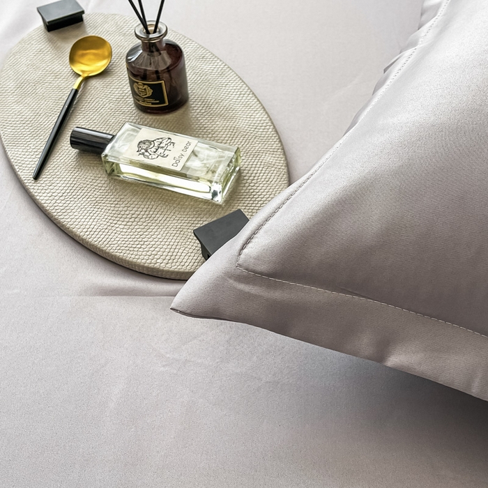 91家纺网 家纺一手货源 找家纺 宅家居 2024新款贡缎水洗真丝单品床笠三件套 绅士灰